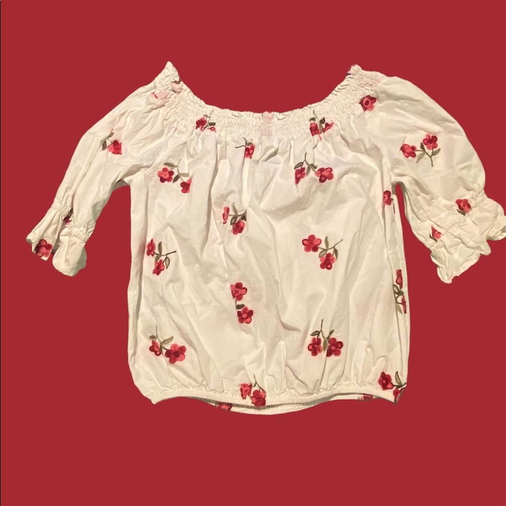 Vivid Importers White Floral Crop Top - Large